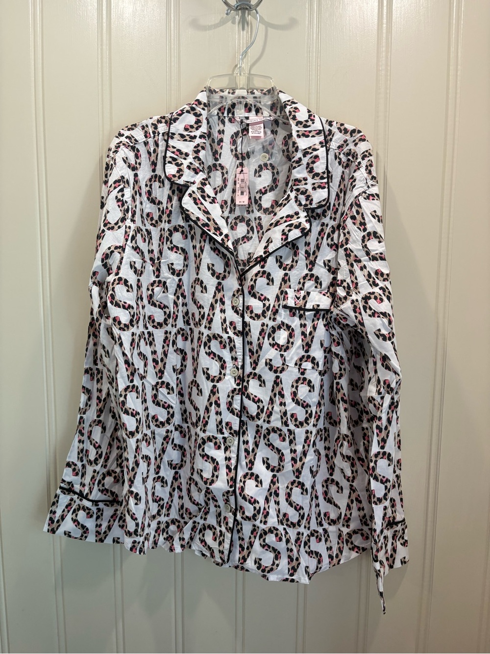 Victoria's Secret White Leopard S-Print Button-Down Pajama Top
